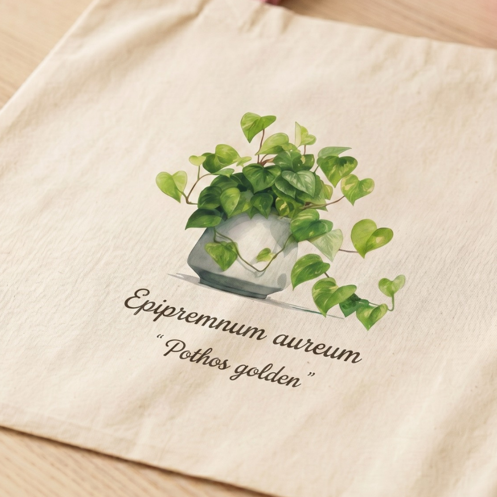 Totebag Epipremnum aureum (tirantes rosado)