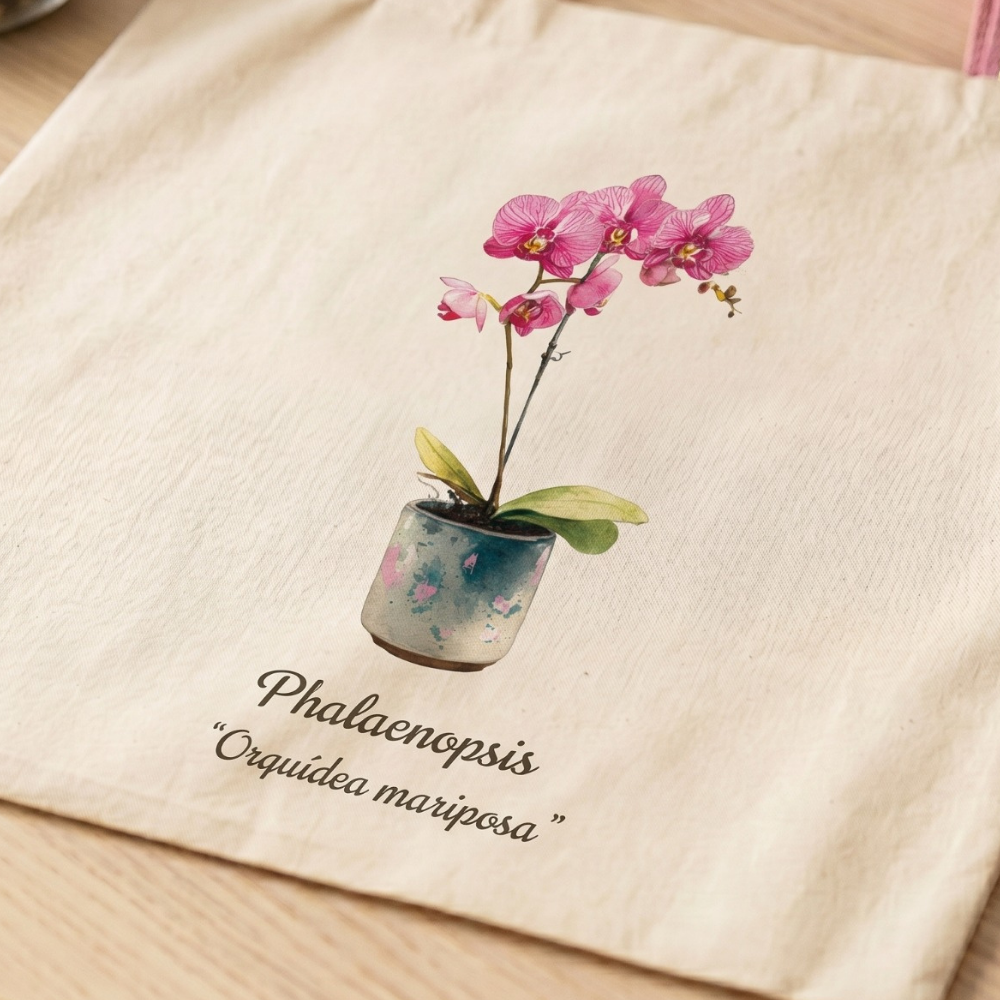 Totebag Phalaenopsis (tirantes verde)